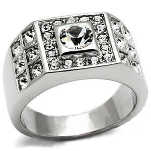 ON TREND DESIGN MENS SOLID STAINLESS STEEL SIMULATED DIAMOND RING