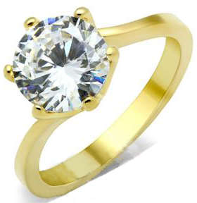 STUNNING YELLOW GOLD PLATED SIMULATED DIAMOND LADIES RING