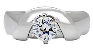 STUNNING STAINLESS STEEL SIMULATED DIAMOND LADIES RING