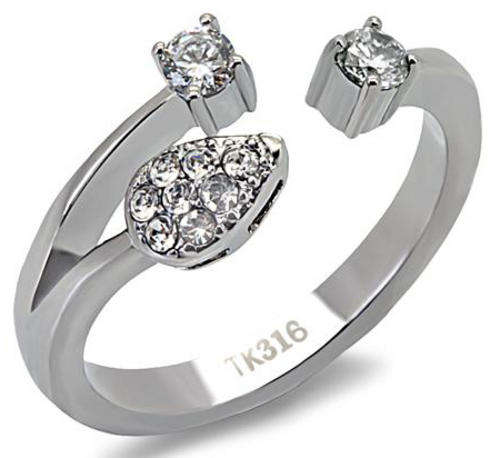 STUNNING STAINLESS STEEL SIMULATED DIAMOND LADIES RING