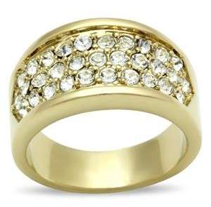 STUNNING  YELLOW GOLD PLATED SIMULATED DIAMOND LADIES RING