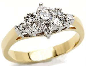 STUNNING  YELLOW GOLD PLATED SIMULATED DIAMOND LADIES RING