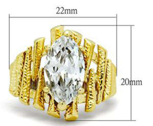 STUNNING YELLOW GOLD PLATED SIMULATED DIAMOND LADIES RING