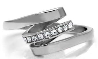 STAINLESS STEEL SIMULATED DIAMOND LADIES RING