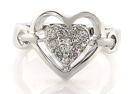 18K WHITE GOLD PLATED SIMULATED DIAMOND LADIES RING