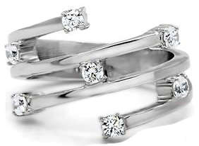STAINLESS STEEL SIMULATED DIAMOND LADIES RING