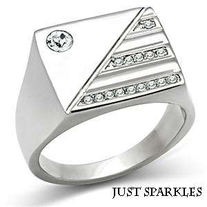 STAINLESS STEEL SIMULATED DIAMOND RING