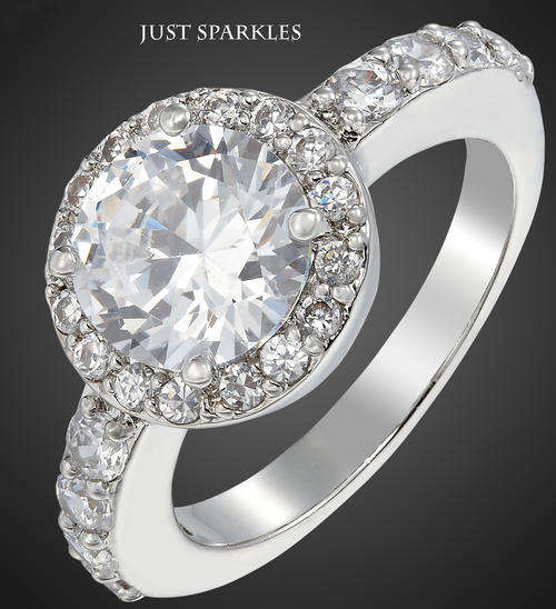 18K WHITE GOLD PLATED SIMULATED DIAMOND LADIES RING