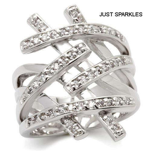 18K WHITE GOLD PLATED SIMULATED DIAMOND LADIES RING
