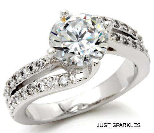 18K WHITE GOLD PLATED SIMULATED DIAMOND LADIES RING