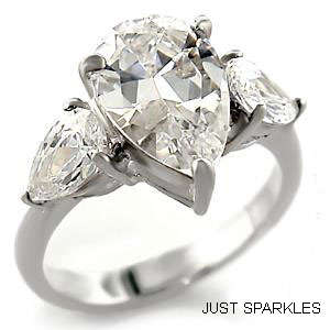 18K WHITE GOLD PLATED SIMULATED DIAMOND LADIES RING