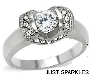 18K WHITE GOLD PLATED SIMULATED DIAMOND LADIES RING