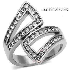 STUNNING STAINLESS STEEL SIMULATED DIAMOND LADIES RING