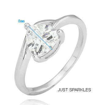 18K WHITE GOLD PLATED SIMULATED DIAMOND LADIES RING