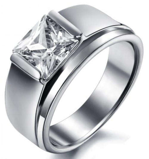 TITANIUM SIMULATED DIAMOND LADIES RING