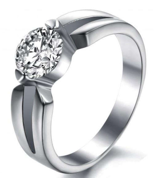 TITANIUM SIMULATED DIAMOND LADIES RING