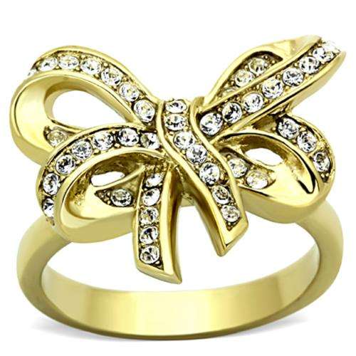STUNNING 18K YELLOW GOLD PLATED SIMULATED DIAMOND LADIES RING