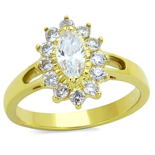 STUNNING YELLOW GOLD PLATED SIMULATED DIAMOND LADIES RING
