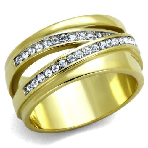STUNNING YELLOW GOLD PLATED SIMULATED DIAMOND LADIES RING