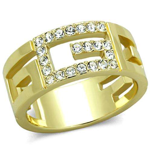 STUNNING YELLOW GOLD PLATED SIMULATED DIAMOND LADIES RING