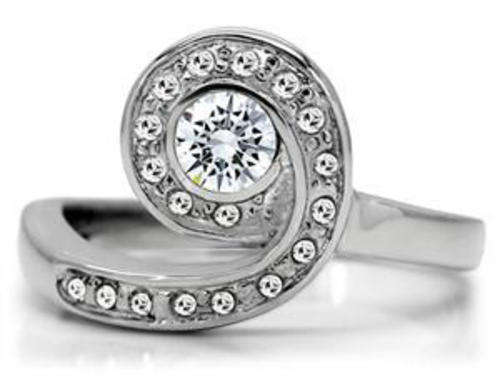 STUNNING STAINLESS STEEL SIMULATED DIAMOND LADIES RING