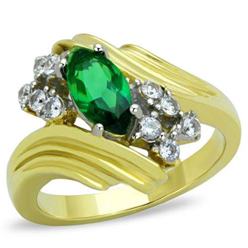 STUNNING  YELLOW GOLD PLATED SIMULATED PERIDOT LADIES RING