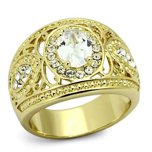 STUNNING 18K YELLOW GOLD PLATED SIMULATED DIAMOND LADIES RING