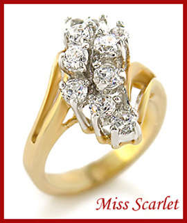 SPARKLING SIMULATED DIAMOND 18K YELLOW GOLD RING