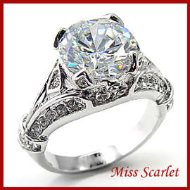 ANTIQUE STYLE 3 CARAT SIMULATED DIAMOND SOLITAIRE RING