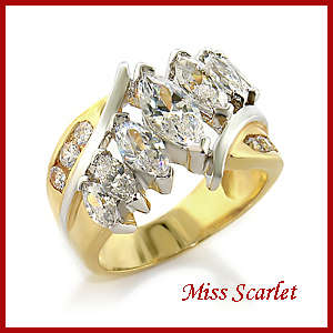 18K YELLOW  AND WHITE GOLD CZ DIAMOND RING