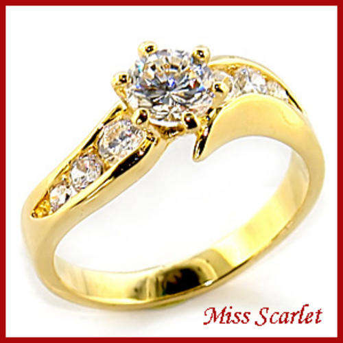 18K GOLD SIMULATED DIAMOND RING