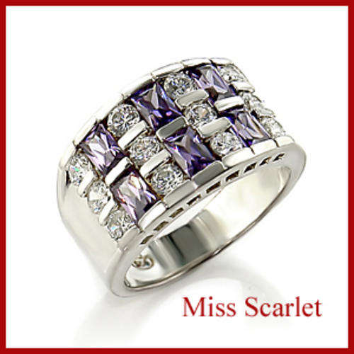 Simulated Diamond And Simulated Amethyst Ring