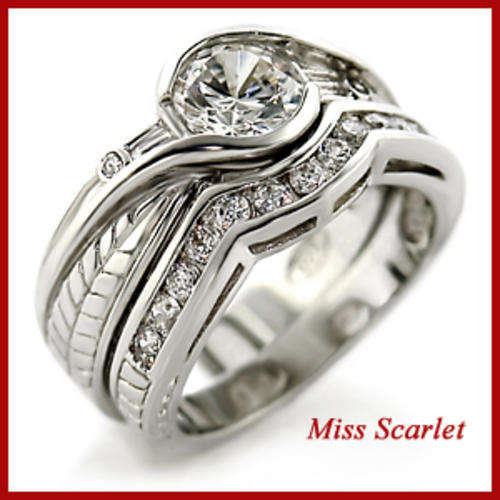 BEAUTIFUL SIMULATED DIAMOND WEDDING RING SET