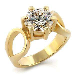 SOLITAIRE SIMULATED DIAMOND 18K GOLD RING