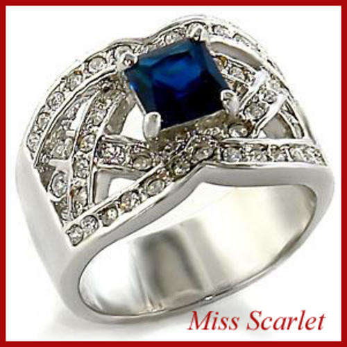 SIMULATED SAPPHIRE LADIES RING - SIZE 6