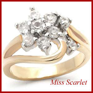 18K GOLD SIMULATED DIAMOND RING - SIZE 6
