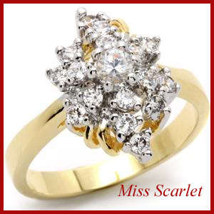 18K GOLD SIMULATED DIAMOND RING - SIZE 7
