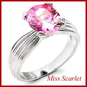 ROSE COLOURED SIMULATED DIAMOND RING - SIZE 7