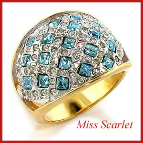 SIMULATED TOPAZ AND CUBIC ZIRCONIA RING SIZE 8