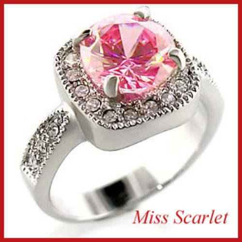PINK SIMULATED DIAMOND RING - SIZE 10
