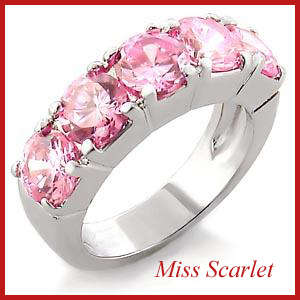 PINK SIMULATED DIAMOND RING - SIZE 6