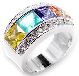 MULTI COLOURED CUBIC ZIRCONIA BAND RING