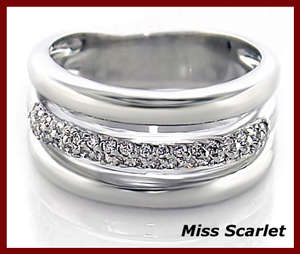 18ct WHITE GOLD PLATED SIMULATED DIAMOND BAND RING & FREE BRACELET!!