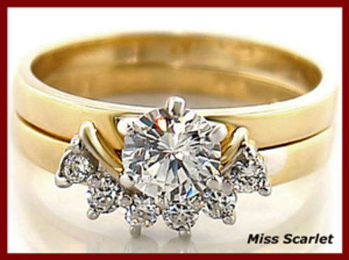 18K GOLD PLATED SIMULATED DIAMOND 2 PCE WEDDING RING SET