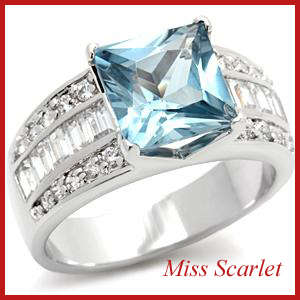 18ct WHITE GOLD PLATED SIMULATED TOPAZ RING
