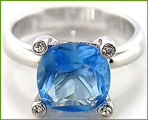 BEAUTIFUL AQUAMARINE CUBIC ZIRCONIA RING