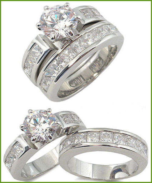 BEAUTIFUL SIMULATED DIAMOND WEDDING RING SET