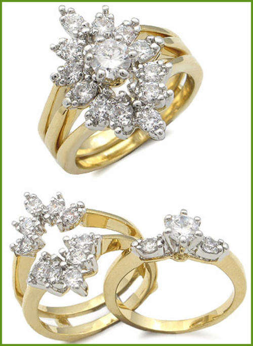 18ct YELLOW GOLD PLATED WEDDING RING SET