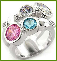 MULTI COLOURED CUBIC ZIRCONIA RING