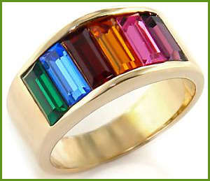 Multi Coloured Cubic Zirconia Gold Ring